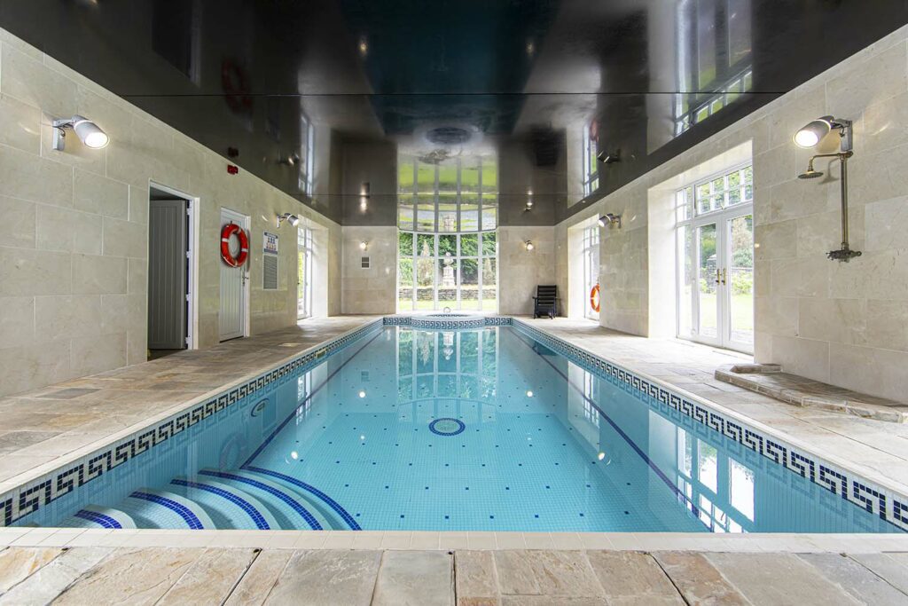 Indoor Swimming Pool at Plas Cilybebyll Manor House in South Wales 