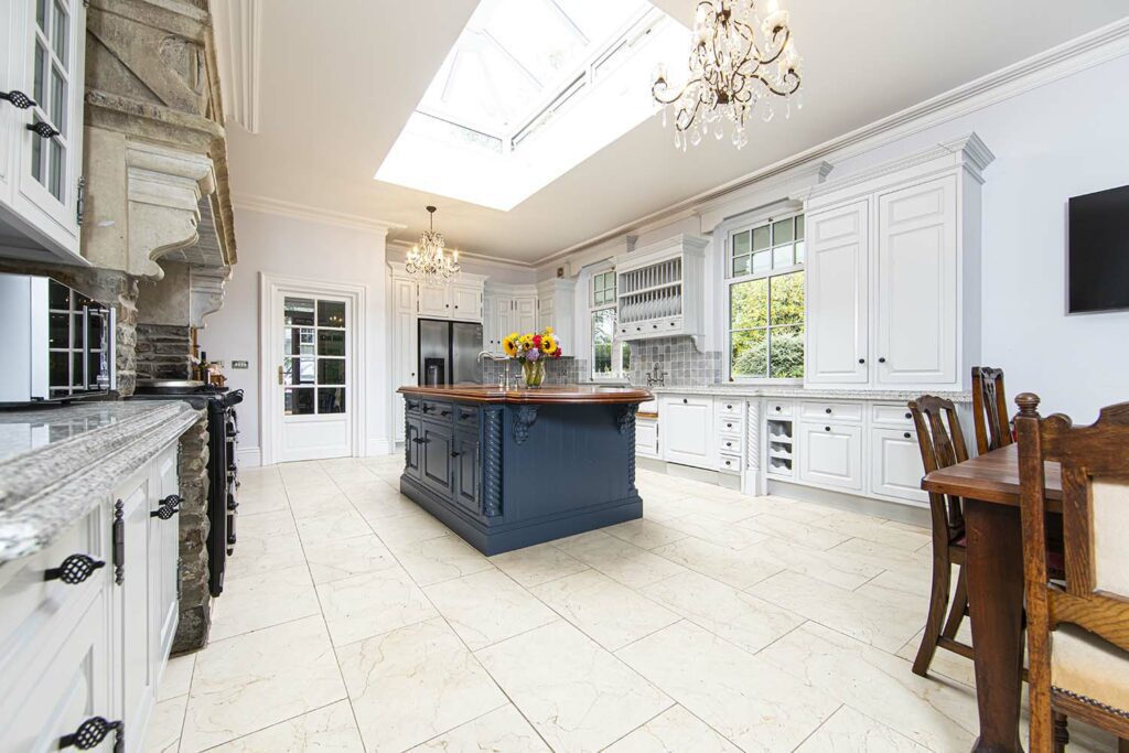 The large country kitchen at Plas Cilybebyll manor house in Wales